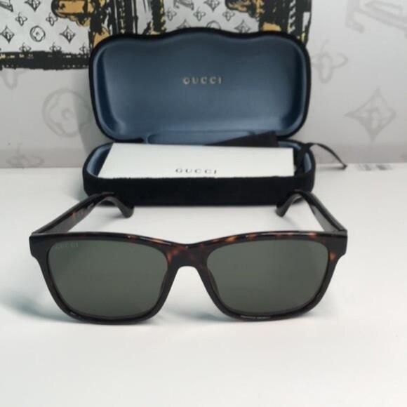 ✨ Brand New Gucci GG0746S 003 Sunglasses – Dark Havana with Green Lenses ✨ - Picture 7 of 12